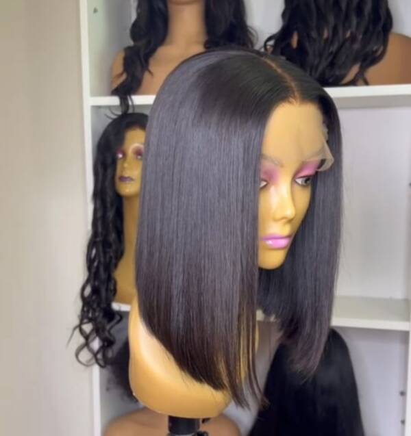10 inches Vietnamese Black Bob Bone Straight hair