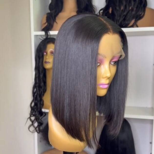 10 inches Vietnamese Black Bob Bone Straight hair