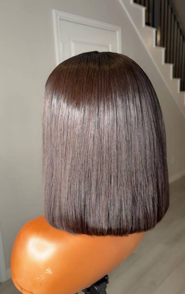 10 inches Vietnamese Black Bob Bone Straight hair - Image 2
